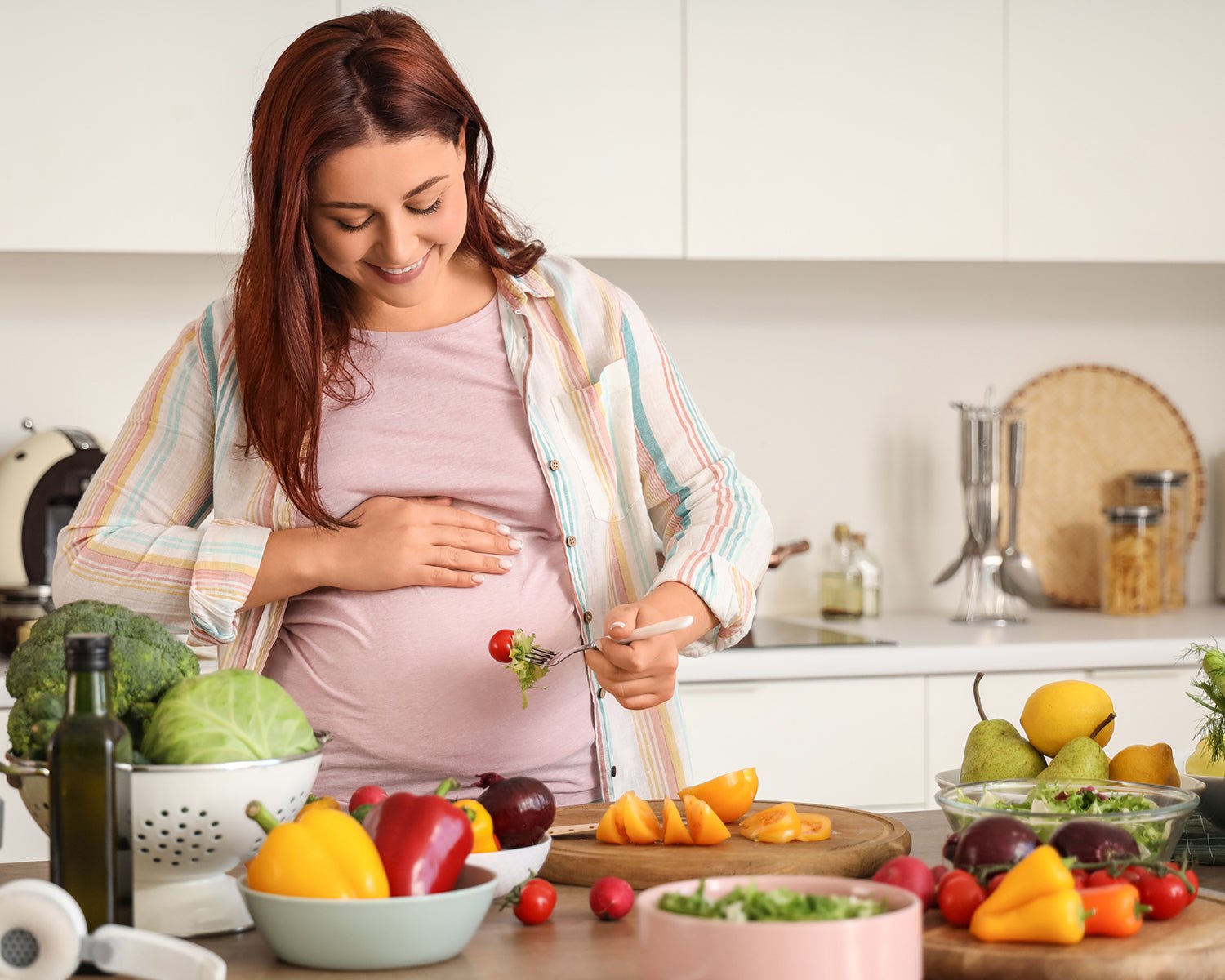 Pregnant woman with puppp rash preparing a puppp cleanse recipe